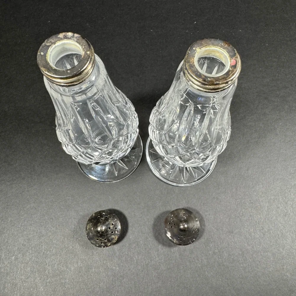 Waterford Salt and Pepper Shakers Clear Lismore Crystal Footed Set